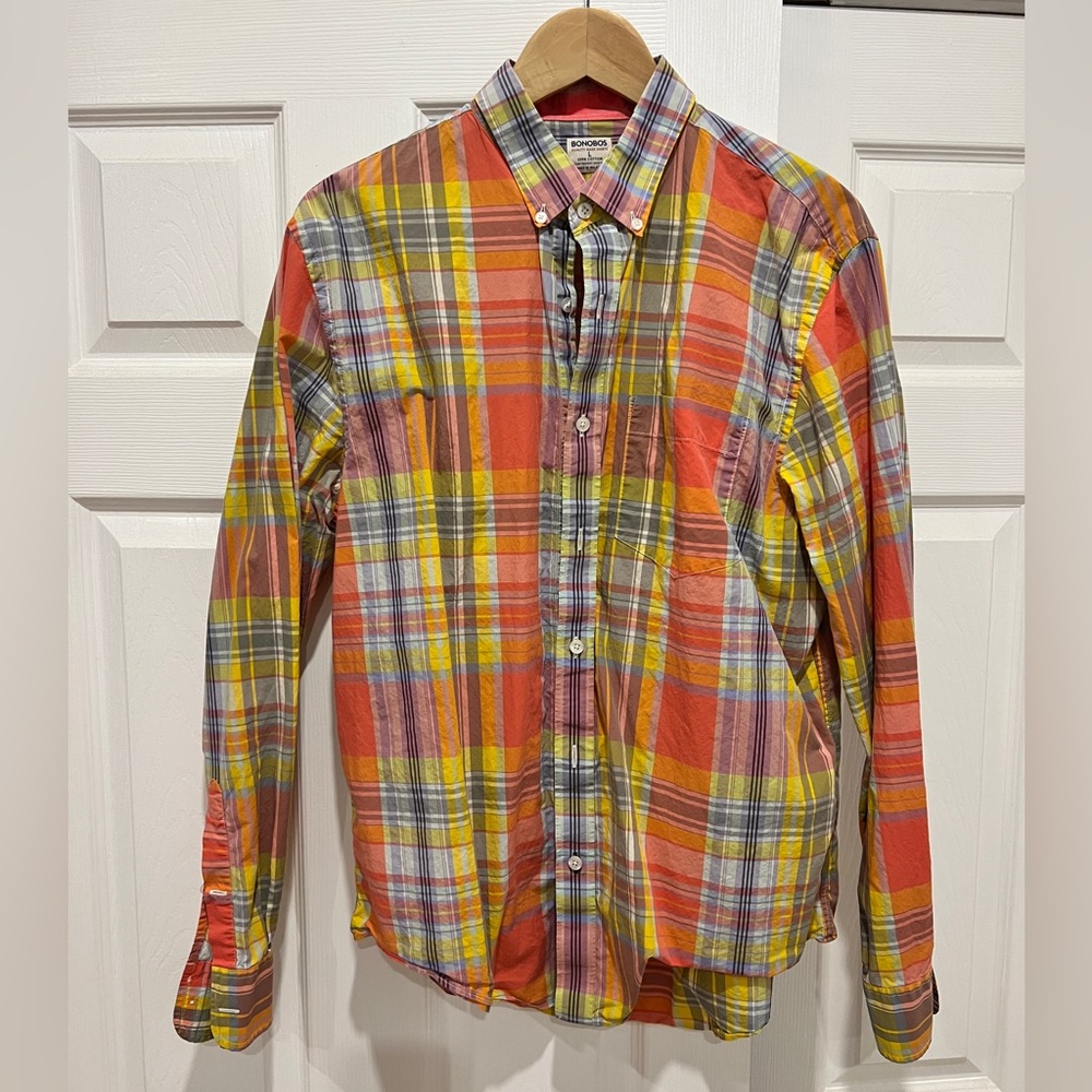 Bonobos Plaid Button Down, Size Large, Standard Fit
